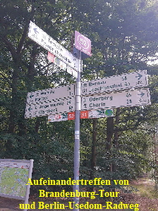 Aufeinandertreffen von  Brandenburg-Tour und Berlin-Usedom-Radweg